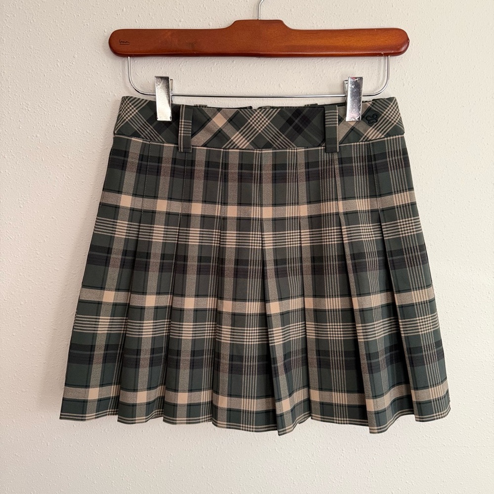 Sunday Best Aritzia Plaid Pleated Mini Skirt Green Tartan Size 0